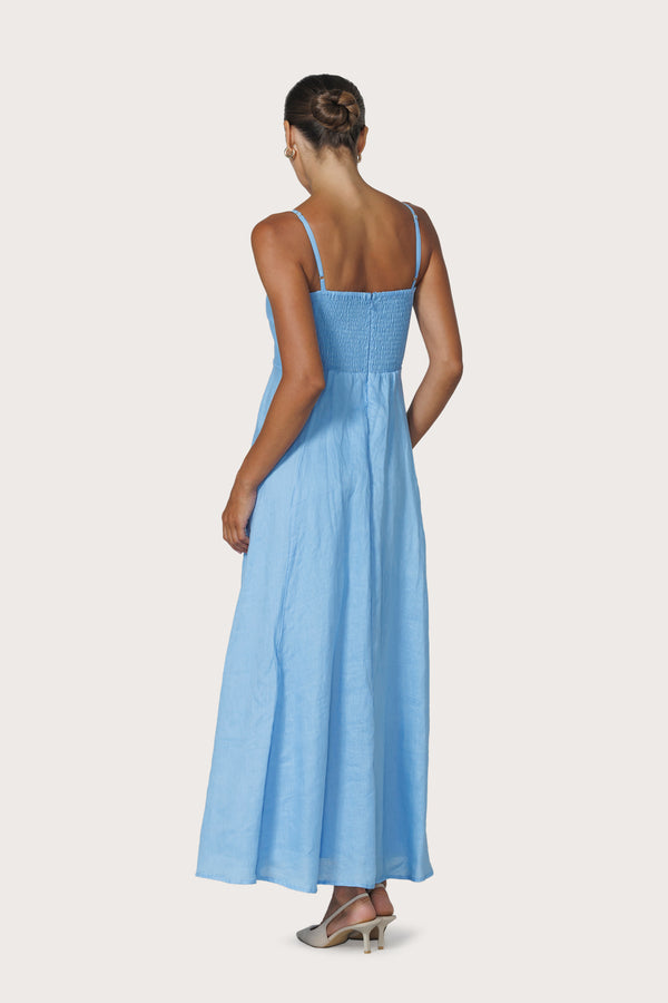 Lusana Elise Linen Dress In Neu Bleu