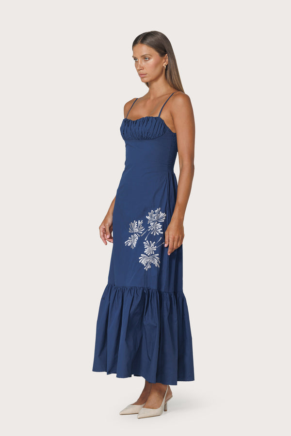 Lusana Jewel Embroidered Poplin Dress In Byzantine