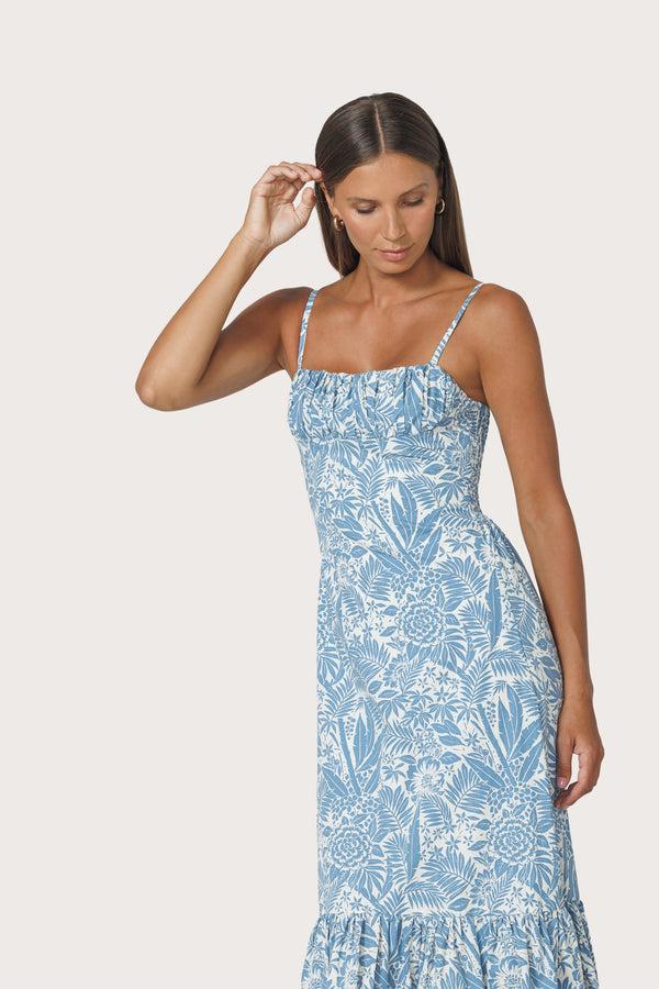 Lusana Jorden Maxi Poplin Dress In Botanical