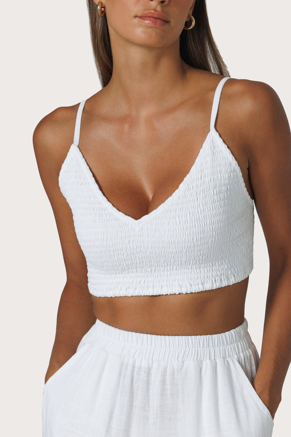 lusana Lila Bralette in White