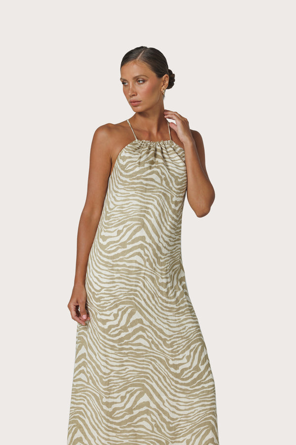 Lusana Maxine Linen Dress In Macan