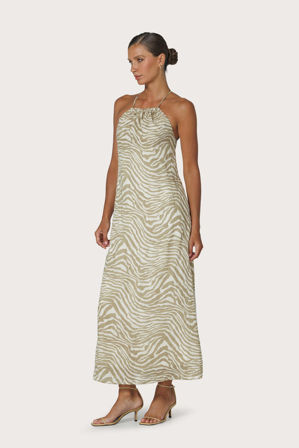 Lusana Maxine Linen Dress In Macan