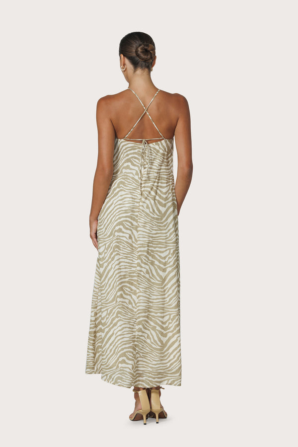 Lusana Maxine Linen Dress In Macan