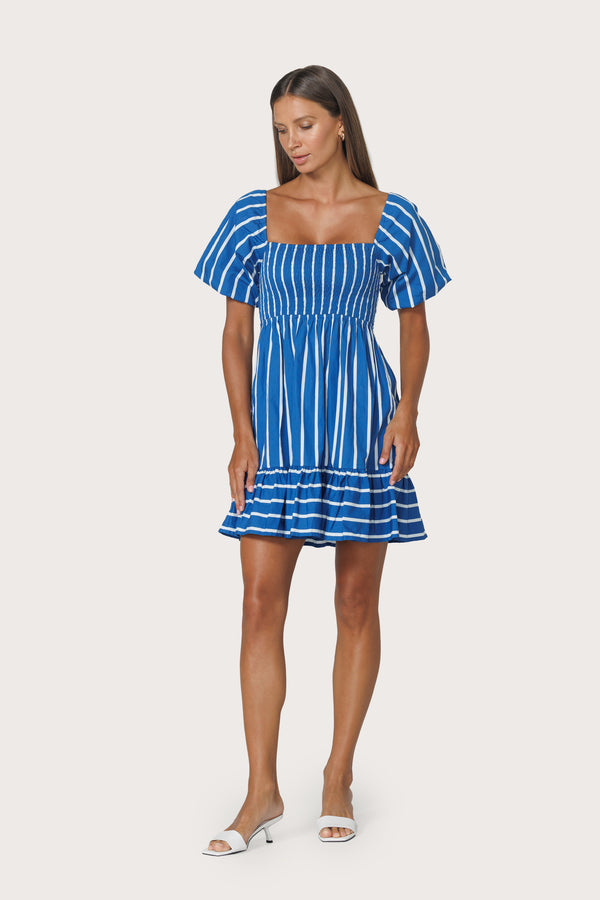 Lusana Nina Poplin Dress In Vacay Stripe