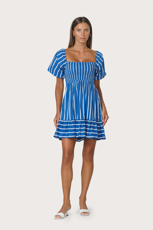 Lusana Nina Poplin Dress In Vacay Stripe
