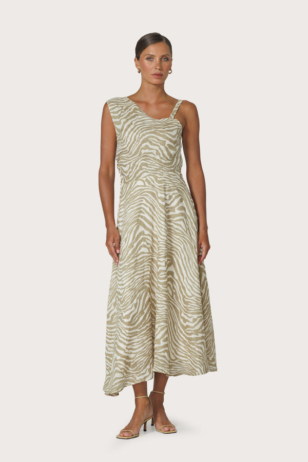 Lusana Tango Linen Dress In Macan