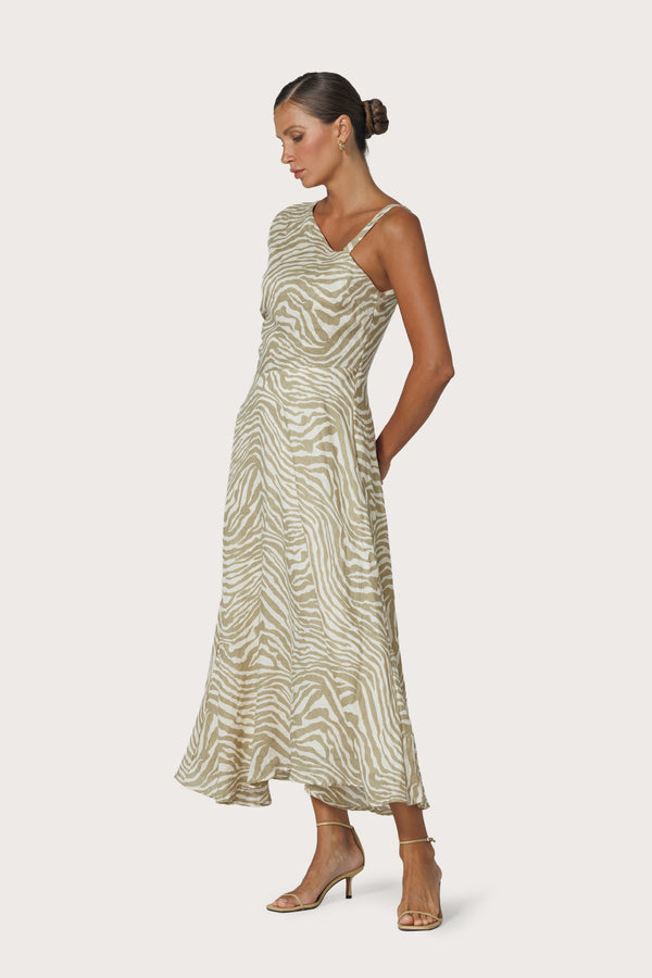 Lusana Tango Linen Dress In Macan