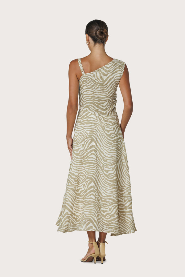 Lusana Tango Linen Dress In Macan
