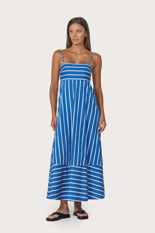 Lusana Tashi Poplin Dress In Vacay Stripe
