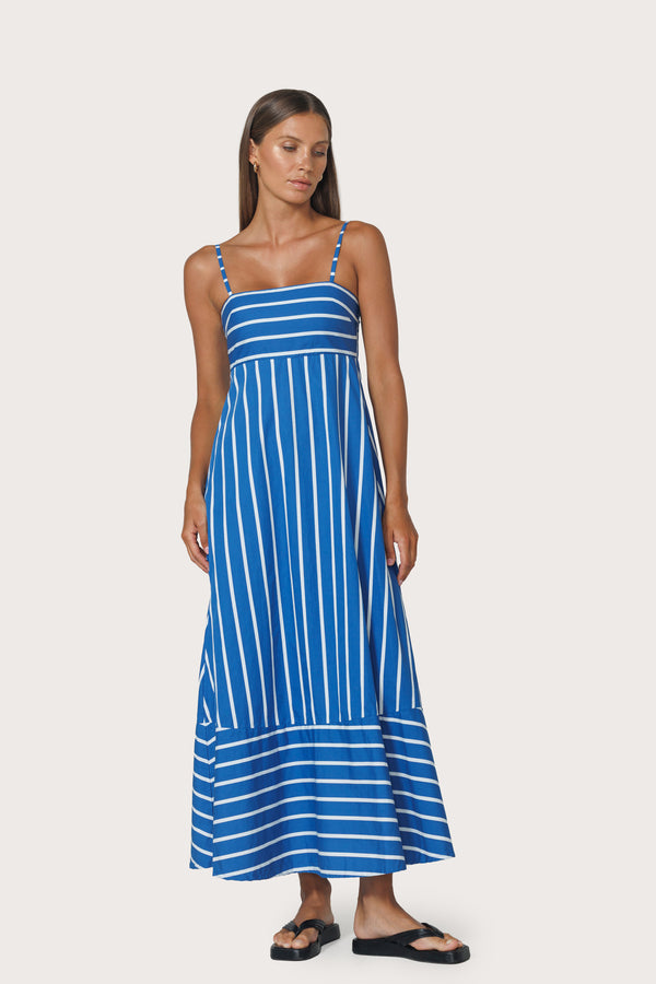 Lusana Tashi Poplin Dress In Vacay Stripe