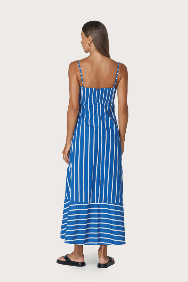 Lusana Tashi Poplin Dress In Vacay Stripe