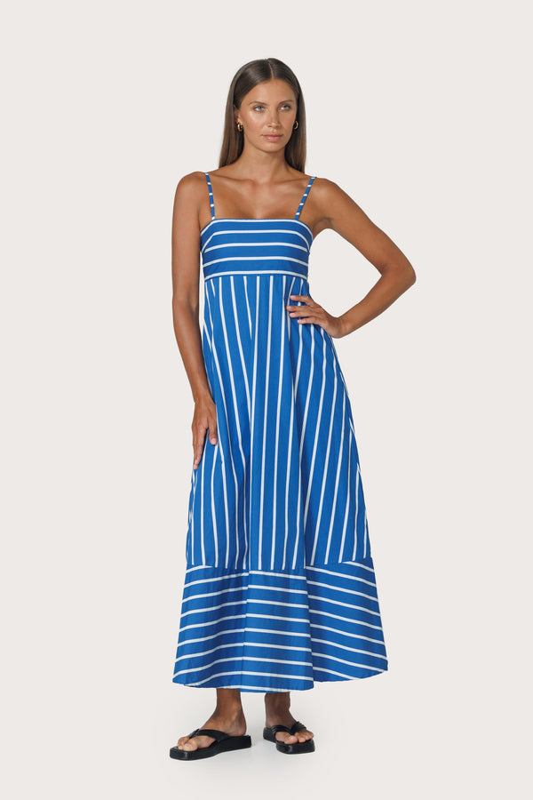 lusana Tashi Poplin Dress in Vacay Stripe