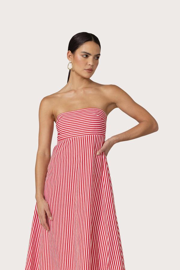 Lusana Timothy Poplin Maxi Dress In Marlo Stripe