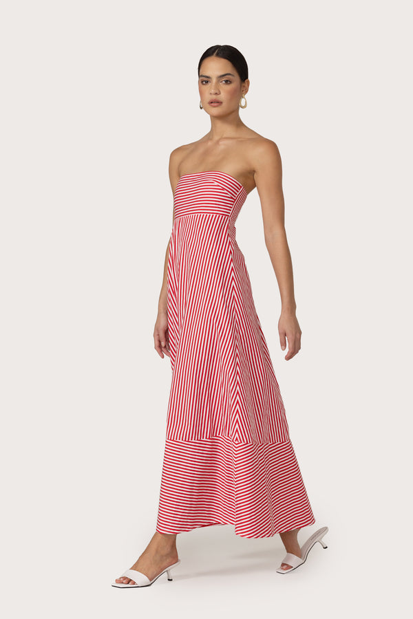 Lusana Timothy Poplin Maxi Dress In Marlo Stripe