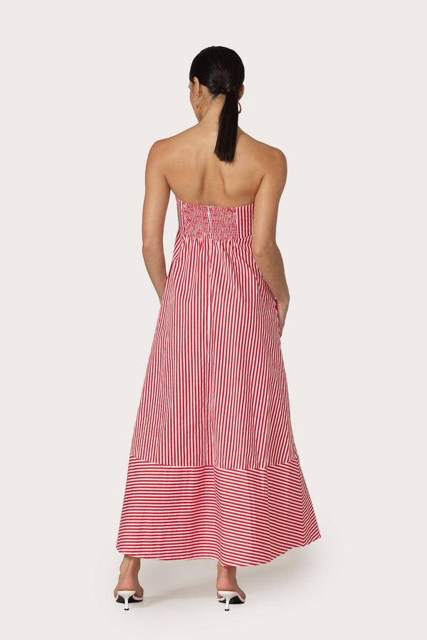 Lusana Timothy Poplin Maxi Dress In Marlo Stripe