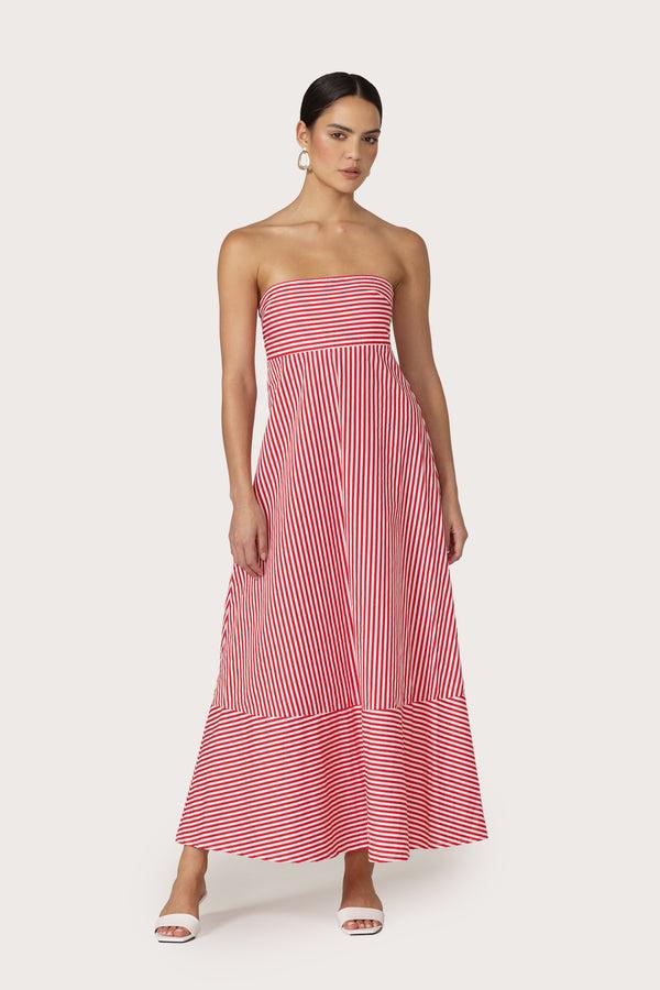 lusana Timothy Poplin Maxi Dress in Marlo Stripe