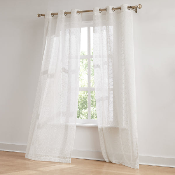 Lush Décor Aileen Textured Raindrop Sheer Window Curtain Panels