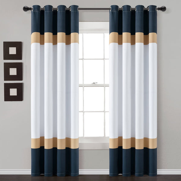lush décor Alexander Color Block Light Filtering Window Curtain Panel Set