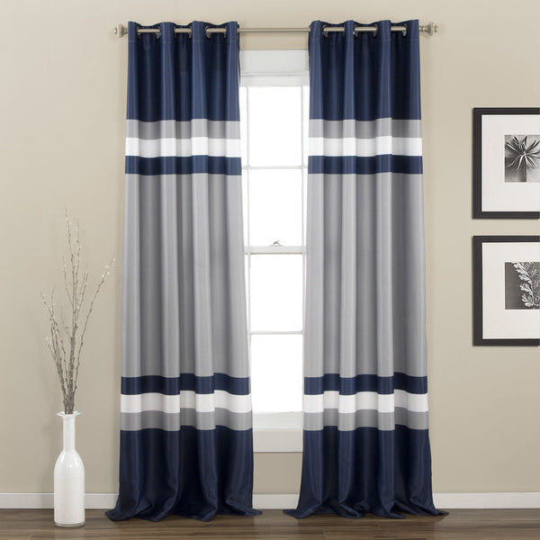 lush décor Alexander Stripe Light Filtering Window Curtain Panel Set