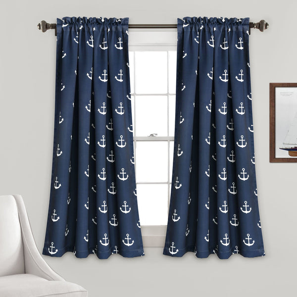 Lush Décor Anchor Light Filtering Window Curtain Set
