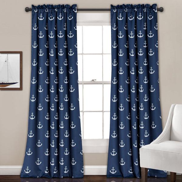lush décor Anchor Light Filtering Window Curtain Set