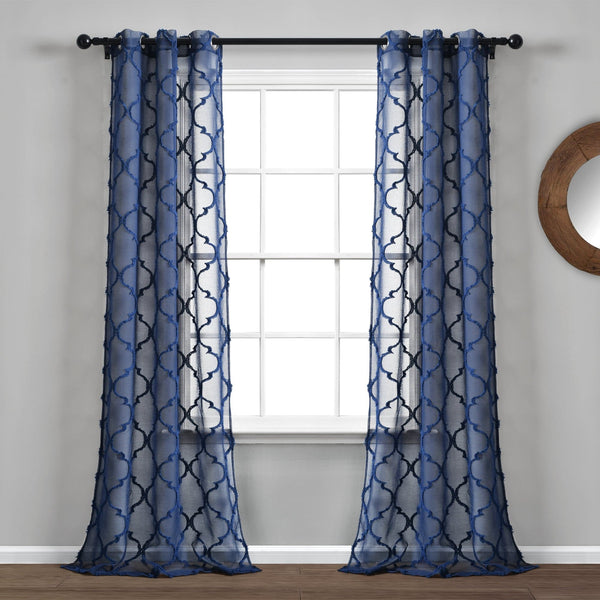 Lush Décor Avon Trellis Grommet Sheer Window Curtain Panel Set
