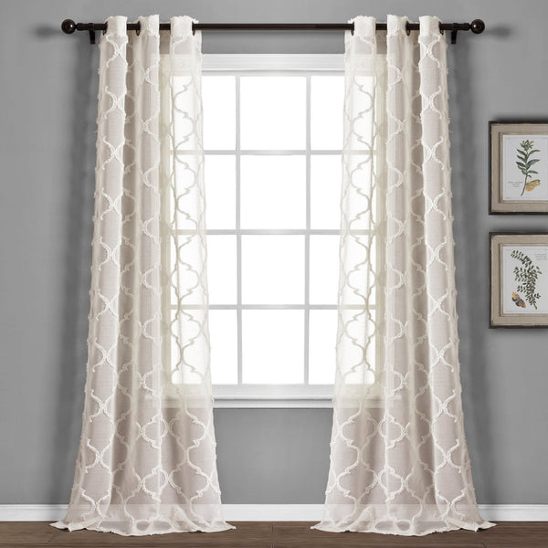 Lush Décor Avon Trellis Grommet Sheer Window Curtain Panel Set