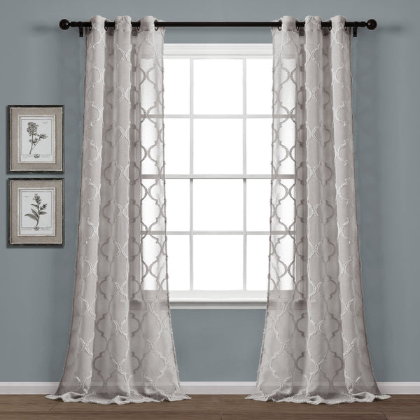 Lush Décor Avon Trellis Grommet Sheer Window Curtain Panel Set