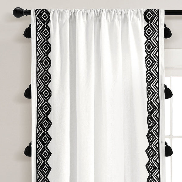 Lush Décor Aztec Diamond Border Tassel Window Curtain Panel