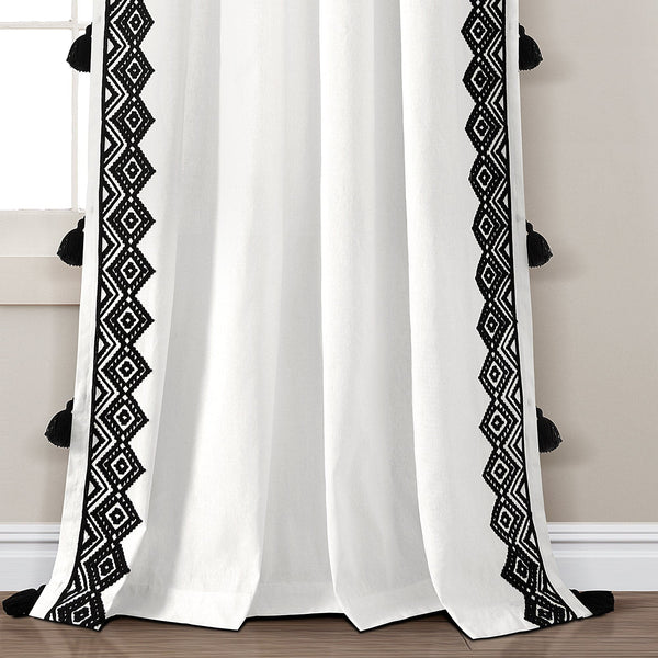 Lush Décor Aztec Diamond Border Tassel Window Curtain Panel