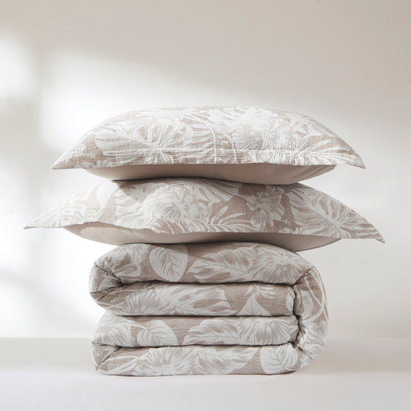 Lush Décor Bali Tropical Leaves Gauze Jacquard Duvet Cover Set