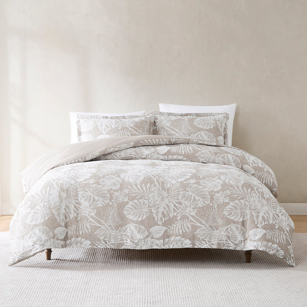 lush décor Bali Tropical Leaves Gauze Jacquard Duvet Cover Set
