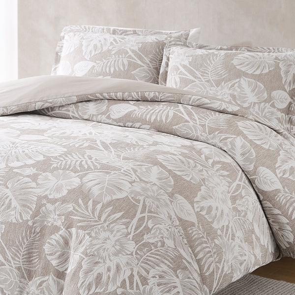 Lush Décor Bali Tropical Leaves Gauze Jacquard Duvet Cover Set