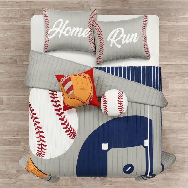 Lush Décor Baseball Game Reversible Oversized Kids Quilt Set