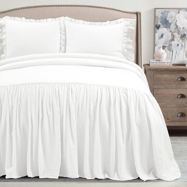 lush décor Belgian Flax Linen Rich Cotton Blend Bedspread 3 Piece Set