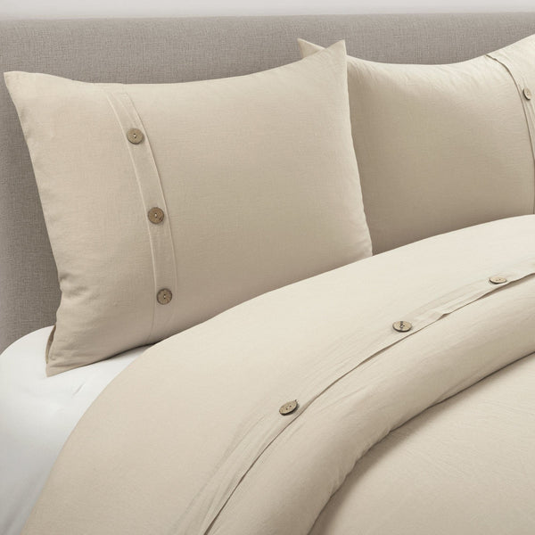 Lush Décor Belgian Flax Linen Rich Cotton Blend Duvet Cover 3 Piece Set