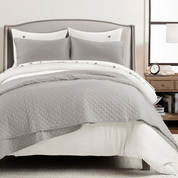 lush décor Belgian Flax Linen Rich Cotton Blend Quilt 3 Piece Set