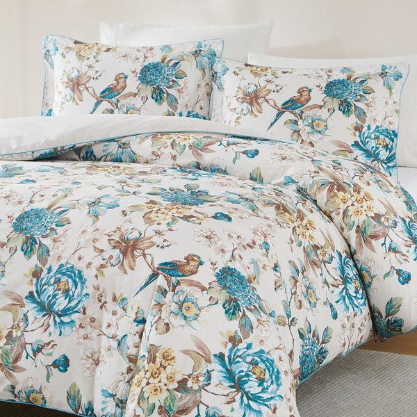 Lush Décor Bird And Hydrangea Reversible Cotton Duvet Cover Set