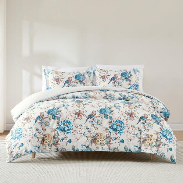 lush décor Bird And Hydrangea Reversible Cotton Duvet Cover Set