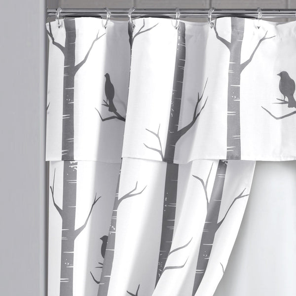 Lush Décor Bird On The Tree Double Swag Shower Curtain 16 Piece Complete Set