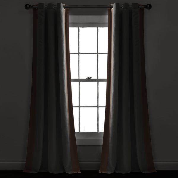 Lush Décor Block Border Blackout Window Curtain Panel