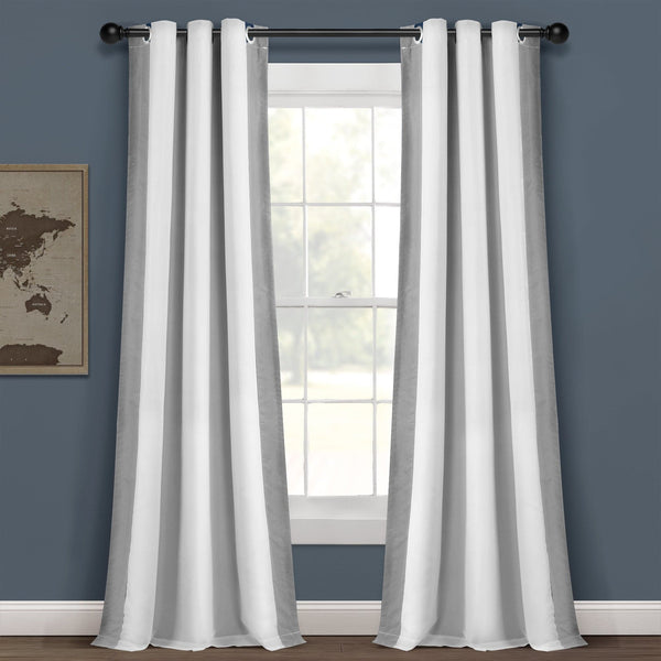 Lush Décor Block Border Blackout Window Curtain Panel