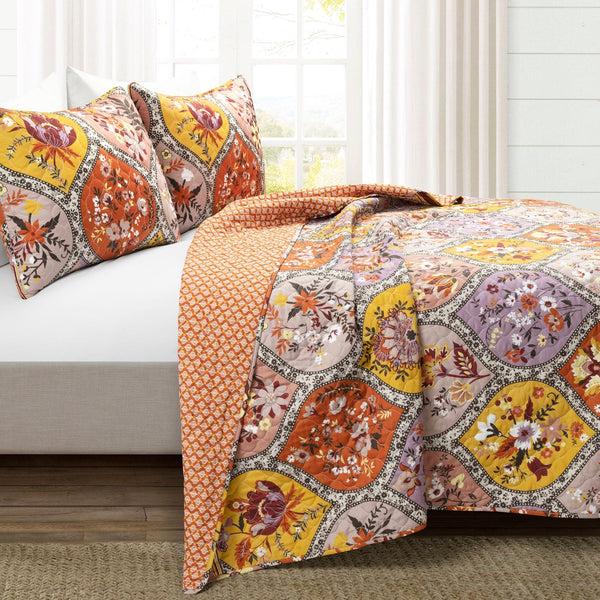 Lush Décor Bohemian Flower Cotton Quilt 3 Piece Set