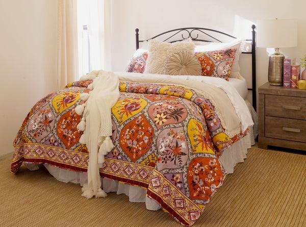 Lush Décor Bohemian Flower Cotton Quilt 3 Piece Set