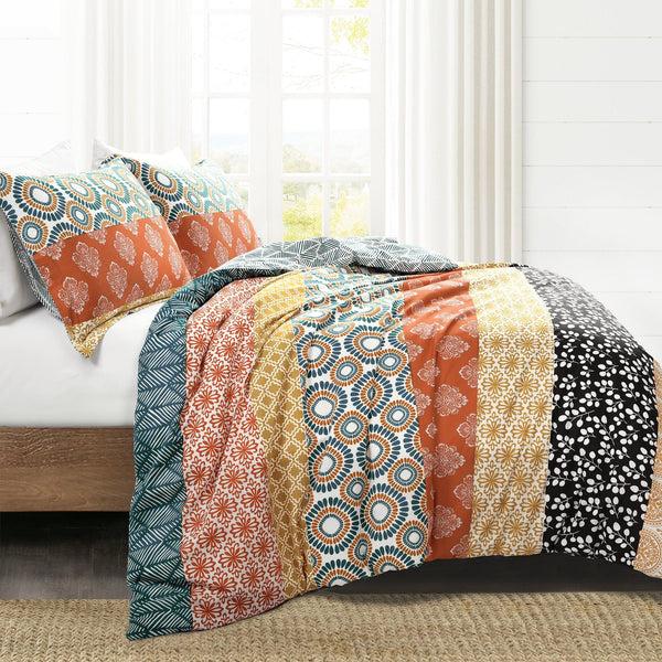 Lush Décor Bohemian Stripe Cotton Reversible Duvet Cover Set