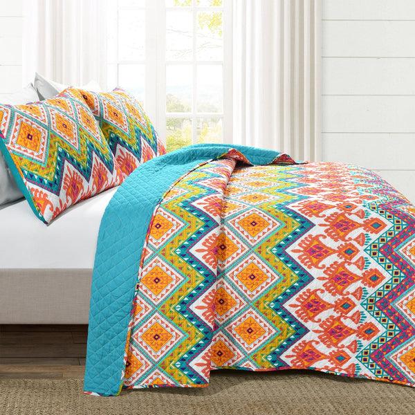Lush Décor Boho Chevron Reversible Cotton Quilt 3 Piece Set
