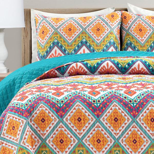 Lush Décor Boho Chevron Reversible Cotton Quilt 3 Piece Set