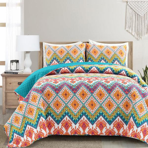 lush décor Boho Chevron Reversible Cotton Quilt 3 Piece Set