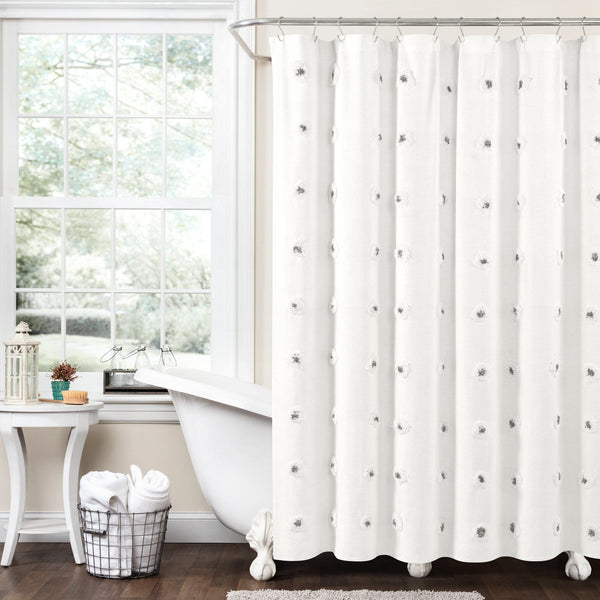 Lush Décor Boho Circle Tufted Yarn Dyed Recycled Cotton Blend Shower Curtain