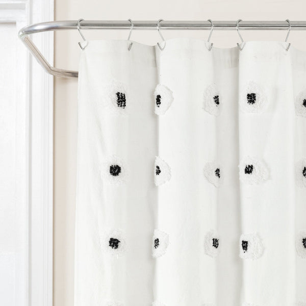 Lush Décor Boho Circle Tufted Yarn Dyed Recycled Cotton Blend Shower Curtain